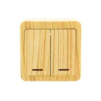 VIOLA Выключатель двойной с подсветкой белёный дуб (12шт/144шт)