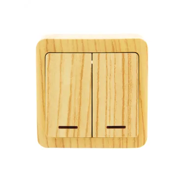 VIOLA Выключатель двойной с подсветкой белёный дуб (12шт/144шт)