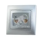                  Мира Розетка RJ 45 + RJ 11 металлик с вставкой серый
               