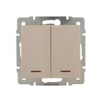 Выключатель RAIN двойной с подсветкой крем механизм