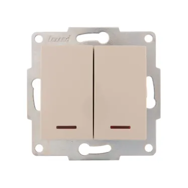 KARINA Выключатель двойной с подсветкой крем (10шт/120шт)