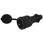 Розетка каучуковая прямая c заземлением 16А IP44 черная RX11-B-IP44