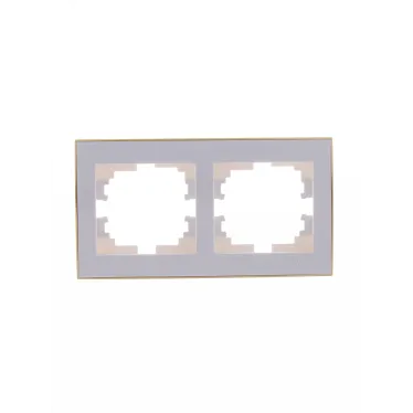 Рамка RAIN двойная горизонтальная белая с боковой вставкой золото