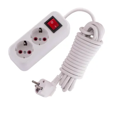 Удлинитель с заземлением 2 входа 5 метров с выключателем