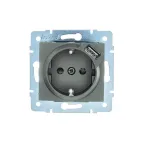 ASTI Розетка с заземлением (16 А) + USB ,механизм, платина Lezard 7081-3588-181