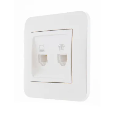 KARINA Розетка компьютер+телефон жемчужно-белый перламутр (10шт/120шт)