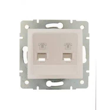 KARINA Розетка телефонная двойная евро жемчужно-белый перламутр (10шт/120шт)