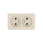 VIOLA Розетка двойная б/з закрытый корпус керамика крем (12шт/144шт)