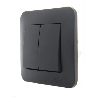 KARINA Выключатель двойной чёрный бархат (10шт/120шт)