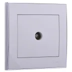 RAIN Розетка телевизионная ТВ проходная белая с боковой вставкой хром