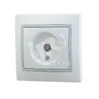                  Розетка ТВ проходная белый с серой вставкой
               