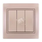 MIRA Выключатель трехклавишный жемчужно-белый перламутр со вставкой