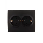 KARINA Розетка двойная с/з ПБТ чёрный бархат (10шт/120шт)