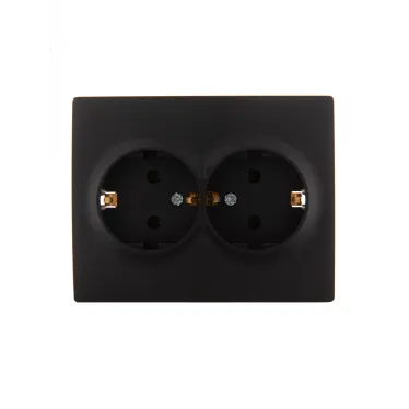 KARINA Розетка двойная с/з ПБТ чёрный бархат (10шт/120шт)