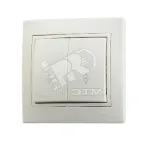 Мира Выключатель двойной проходной крем с вставкой