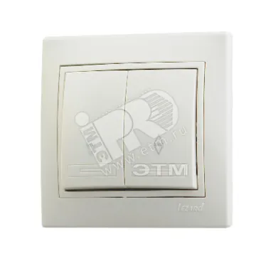 Мира Выключатель двойной проходной крем с вставкой