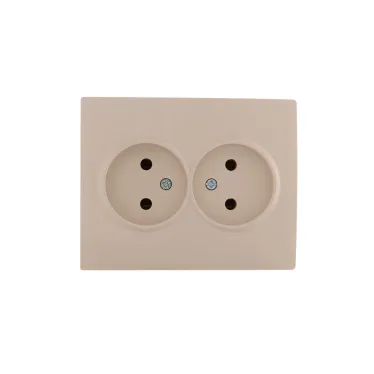 KARINA Розетка двойная б/з керамика крем (10шт/120шт)