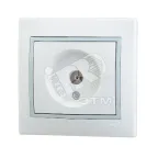 Мира Розетка ТВ белый с вставкой серая