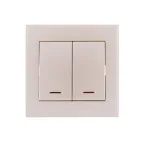 Выключатель RAIN двойной с подсветкой жемчужно-белый перламутр