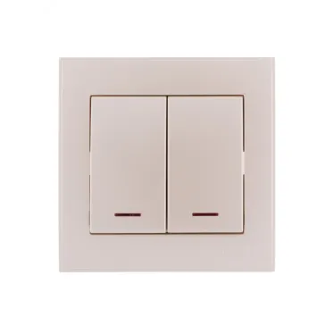 Выключатель RAIN двойной с подсветкой жемчужно-белый перламутр