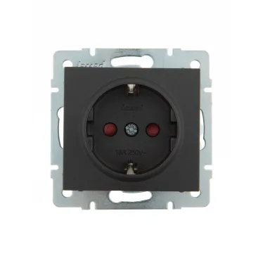 Розетка RAIN с защитой от детей керамика черный графит матовый механизм