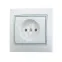 MIRA Розетка без заземления белая с серой вставкой