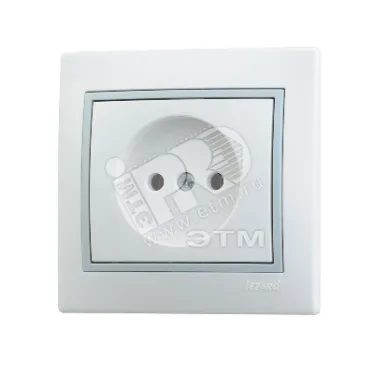 MIRA Розетка без заземления белая с серой вставкой