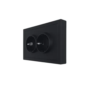 ZIMA Розетка 2-ая б/з ПБТ черный бархат безвинтовой зажим/клемма LEZARD