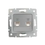                  KARINA Розетка телефонная двойная евро матовое серебро (10шт/120шт)
               