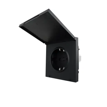 ZIMA Розетка с/з с крышкой ПБТ черный бархат безвинтовой зажим/клемма LEZARD