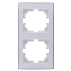 RAIN Рамка 2 поста вертикальная белая с боковой вставкой хром