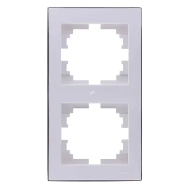 RAIN Рамка 2 поста вертикальная белая с боковой вставкой хром