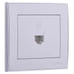                  RAIN Розетка компьютерная белая с боковой вставкой хром
               