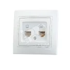                  Мира Розетка RJ 45x2 белый с вставкой белый
               