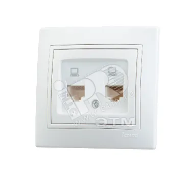 Мира Розетка RJ 45x2 белый с вставкой белый