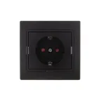 MIRA Розетка с защитой от детей керамика чёрный бархат со вставкой (10шт/120шт)