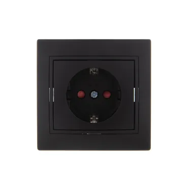 MIRA Розетка с защитой от детей керамика чёрный бархат со вставкой (10шт/120шт)