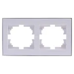 RAIN Рамка 2 поста горизонтальная белая с боковой вставкой хром