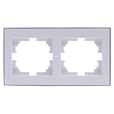 RAIN Рамка 2 поста горизонтальная белая с боковой вставкой хром