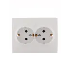                  KARINA Розетка двойная с/з керамика белая (10шт/120шт)
               