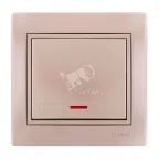                  Выключатель одноклавишный, с индикатором, жемчужно-перламутровый
               