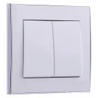 RAIN Выключатель 2-ой белый с боковой вставкой хром