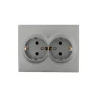 KARINA Розетка двойная с/з ПБТ матовое серебро (10шт/120шт)