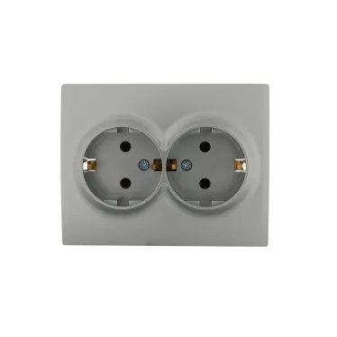KARINA Розетка двойная с/з ПБТ матовое серебро (10шт/120шт)