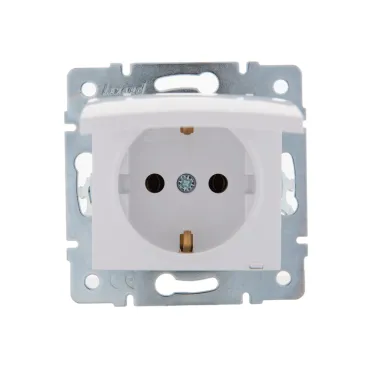 KARINA Розетка с/з с крышкой керамика белая (10шт/120шт)