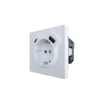 ZIMA Розетка с/з TC + USB разъем белая LEZARD