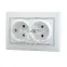 MIRA Розетка двойная с заземлением белая с серой вставкой