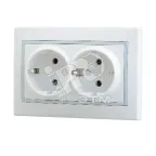 MIRA Розетка двойная с заземлением белая с серой вставкой