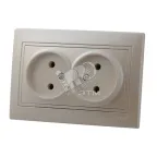                  Мира Розетка двойная без заземления керамика жемчужно-белый перламутр со вставкой
               