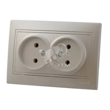 Мира Розетка двойная без заземления керамика жемчужно-белый перламутр со вставкой